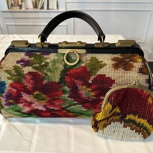 Koret Roses Frame Carpet Bag 1960s Leather Interior Handbag- Rare Find